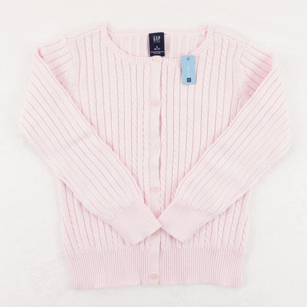 NWT GAP Cotton Cardigan Sweater Girl's Small Light Pink